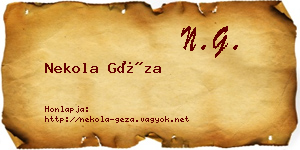 Nekola Géza névjegykártya